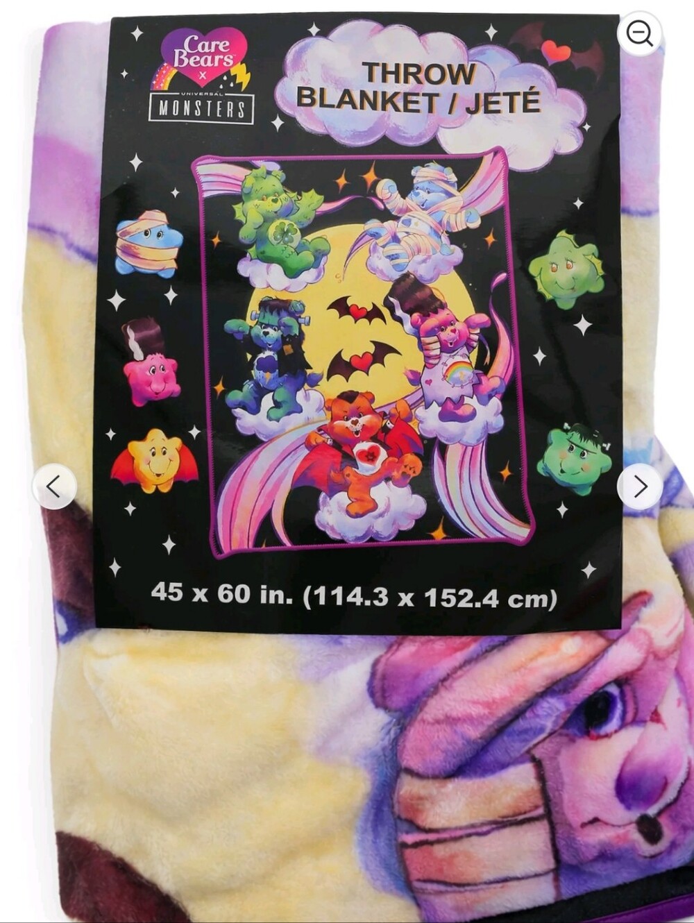 Care Bears X Monsters Pastel Rainbow Tie-Dye Plush Throw